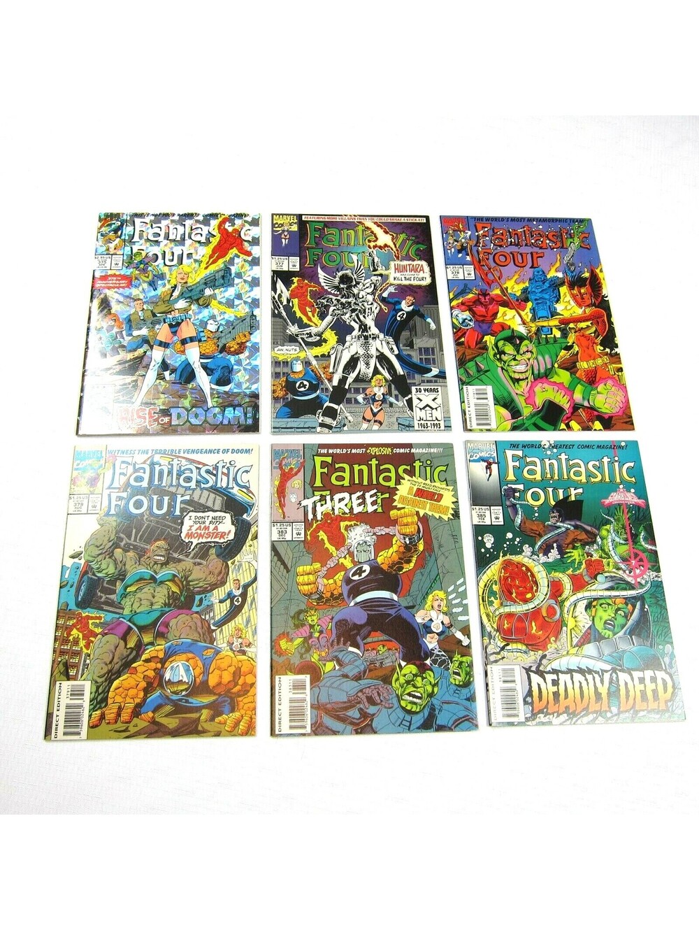 6 Vintage 1993-94 Fantastic Four Marvel Comic Books 375, 377, 378, 379, 383, 385